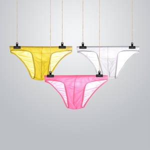 Slip respirant d'été en soie de glace pour hommes taille basse Sexy sous-vêtement <span class=keywords><strong>Triangle</strong></span> semi-transparent Cool caleçon confortable - Product Image 1