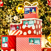 Autocollants en vinyle imperméables personnalisés pour cadeaux de Noël, motifs étoiles de dessins animés, adhésifs, décorations pour papier cadeau de fêtes
