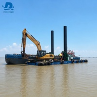 Dragueuse-ponton robuste montée sur excavatrice pour le dragage des voies navigables, l'approfondissement des ports et la protection des rives