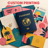 Carnet de voyage de luxe personnalisé en cuir, type passeport, avec impression dorée à chaud pour invitations de mariage