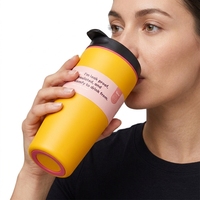 Botol Air 20oz, Tumbler Kopi Dinding Ganda Stainless Steel 304 Vakum Terisolasi dengan Tutup Flip Sip, Mug Anggur Logo Kustom