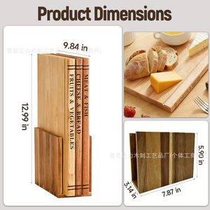 Ensemble de planches à découper en bois massif en forme de livre, 3 pièces, multifonctions pour la cuisine, pour fromage, pain, viande, poisson - Product Image 4
