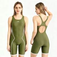 Maillot de bain une pièce athlétique pour femme, résistant au chlore, séchage rapide, dos nageur, longueur genou, pour compétition et entraînement