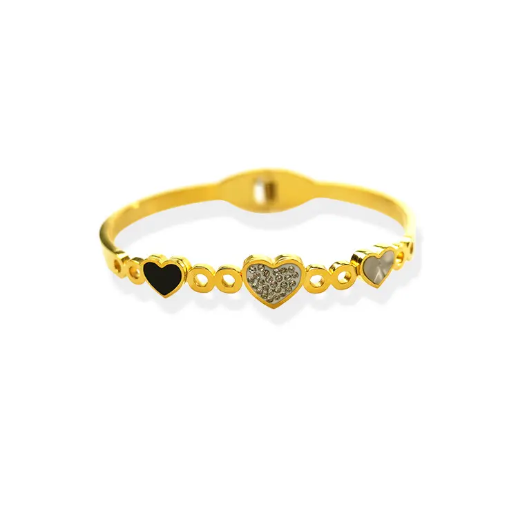 Prix amour coeur acier inoxydable strass zircon cubique CZ bijoux 316 bracelets pour femmes fabricant en gros