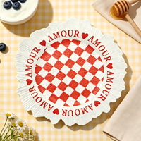 Assiettes rondes de luxe personnalisables en PP de 13 pouces, durables et réutilisables, ensemble de vaisselle de mariage de 50 pièces avec motif par Woju