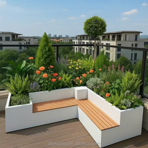 H031 Jardinière rectangulaire en métal pour extérieur, bac à fleurs en acier inoxydable avec éclairage LED pour la décoration de jardin et de chemin - Product Image 6