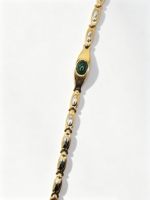 Bracelet en or plaqué or style européen et américain, motif feuille émeraude, jonc magnétique en acier inoxydable, bracelet bicolore or