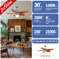 Ventilateur de plafond 1stshine 52 pouces au design classique avec 5 pales en bois, commande par chaîne et éclairage intégré pour la maison