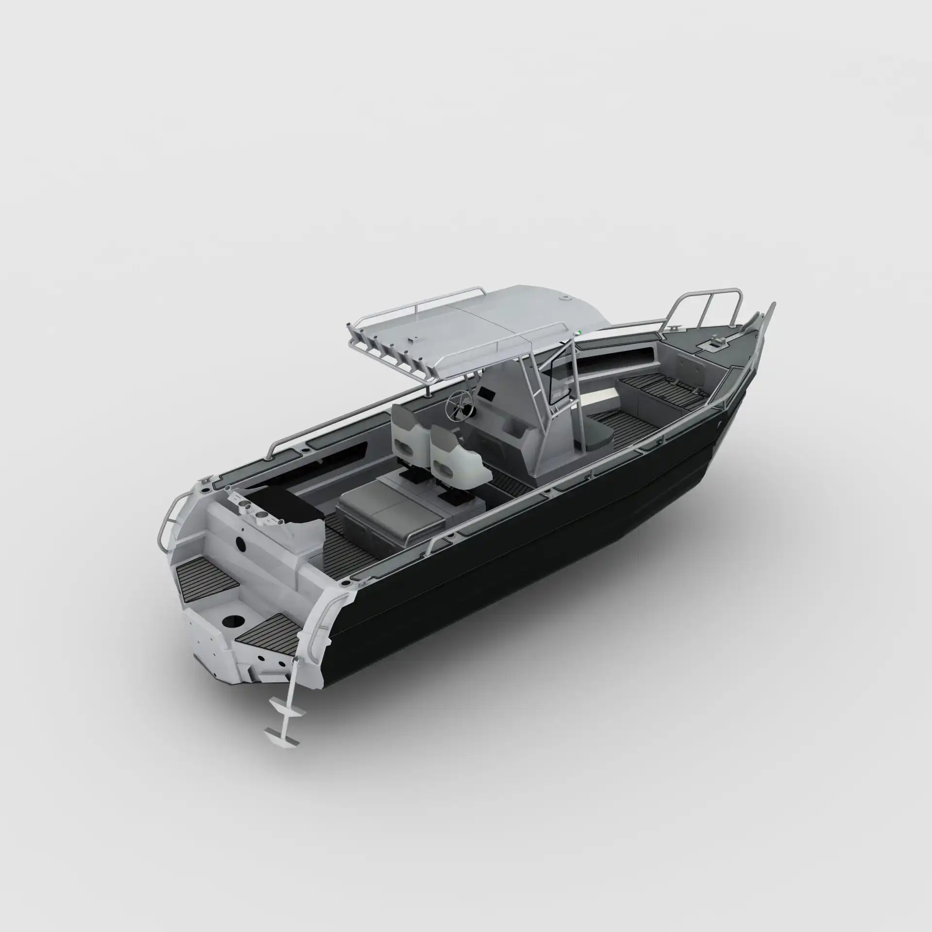 7.5M 24ft Outboard อลูมิเนียมคอนโซลกลางเรือประมงความเร็วเรือด้วย Hardtop สำหรับน้ำเค็ม