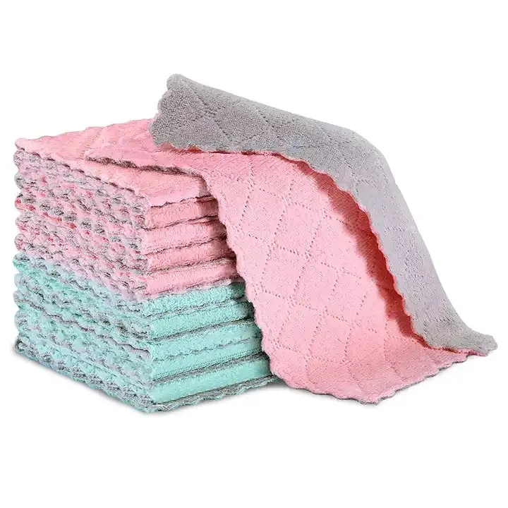 Microfiber Mudah Dicuci Ajaib Kain Pembersih Tebal Kain Terry Handuk Dapur Toko Pabrik Harga Rendah Promosi Microfiber