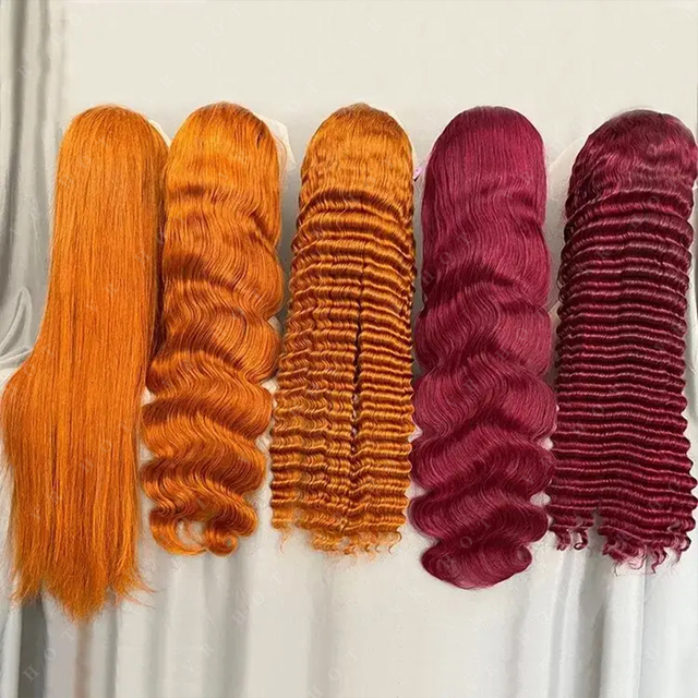 Factory Colorful Deep Wave Wig 100% Virgin Human Hair HD Transparent Lace Frontal Wigs Deep Wave Curly Lace Front Wig for Women