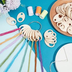Bobinas de madera al por mayor para hilo de bordar, 10 unidades, tarjetas organizadoras de hilo, accesorios de costura ecológicos cortados con láser para coser - Product Image 1