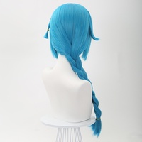 Wig Cosplay League of Legends LOL Arcane Jinx Muda Biru Panjang 55cm, Wig Rambut Sintetis Tahan Panas untuk Pesta