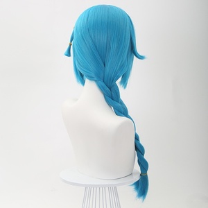 Perruque synthétique résistante à la chaleur pour cosplay de <span class=keywords><strong>League</strong></span> <span class=keywords><strong>of</strong></span> Legends LOL Arcane, <span class=keywords><strong>Jinx</strong></span> jeune, bleue, 55 cm de long, pour fête - Product Image 4