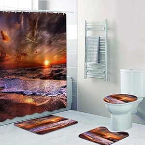 Rideau de Douche en Polyester Motif Vie Marine, Impression Numérique Personnalisée, Ensemble de Rideaux de Douche Imperméables, Vente en Gros - Product Image 5