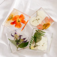 Sous-verre rond créatif en résine acrylique avec fleurs séchées, isolation thermique, pour boissons et tasses