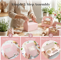 Lot de 2 boîtes à cupcakes pliables portables (carton) recyclables et recyclables multicolores pour mariages/anniversaires