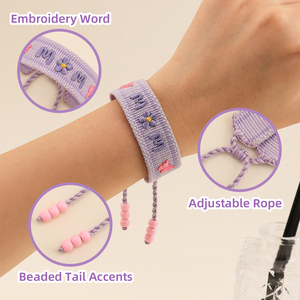 Pulsera Tejida Personalizada con Nombre Bordado para Mujer, Pulsera <span class=keywords><strong>de</strong></span> <span class=keywords><strong>la</strong></span> <span class=keywords><strong>Amistad</strong></span> Ajustable con Logotipo Personalizado, Regalo para el <span class=keywords><strong>Día</strong></span> <span class=keywords><strong>de</strong></span> <span class=keywords><strong>la</strong></span> Madre - Product Image 2