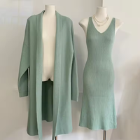 2024 femme élégante robe pull décontracté élégant 2 pièces ensemble lâche tricoté plat tricoté vêtements d'hiver