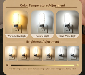 Veilleuse LED à brancher avec télécommande, réglage de la couleur et de la luminosité, pour chambre à coucher, design moderne - Product Image 1