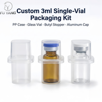 Boîte de transport pour peptides 1 compartiment 3 ml – Étui de laboratoire en PP avec flacon, bouchon en aluminium et bouchon en butyl – Kit complet écologique