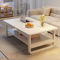 Table basse moderne en bois 100 x 60 x 42 cm avec étagère de rangement, meuble pour salon, appartement, hôtel