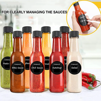 Bouteille en verre transparente de 90 ml (3 oz), 150 ml (5 oz), 250 ml (8 oz) pour vinaigre, ketchup, sauce chili piquante avec bouchons en plastique