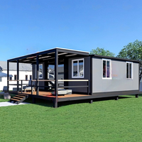 Maison préfabriquée de luxe moderne à double aile pliable, 2 chambres, extensible, portable, type conteneur, avec salon et bureau à domicile