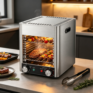 Horno Asador de Sobremesa de Acero Inoxidable con Parrilla de <span class=keywords><strong>Carne</strong></span> de Calor Radiante Superior <span class=keywords><strong>y</strong></span> Salamandra Compacta Portátil - Product Image 1