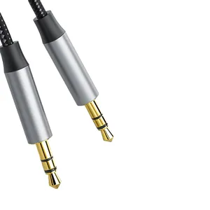 As vendas de 3,5mm auxiliar prata pura áudio cabo P3205X nylon trançado auxiliar auscultadores expansão áudio cabo