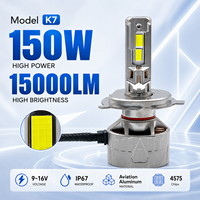 Lampu Depan Mobil LED SFIDA K7, Lampu Depan LED Daya Tinggi, Chip 4575, Empat Tabung Tembaga, Driver Eksterior IP67