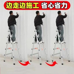Escalera en A de 5-6 Peldaños, Plegable y Retráctil, de Hierro Galvanizado Reforzado, para Uso en Obras de Construcción - Product Image 4