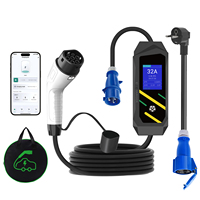 Chargeur de véhicule électrique portable RTFIY Type 2 7kW 32A avec contrôle WiFi par application et écran LCD