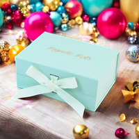 Logo personnalisé carré magnétique rigide en carton faveur de mariage Portable pliant maquillage cosmétique boîte de papier cadeau avec nœud ruban