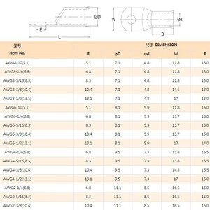 ขั้วต่อสายทองแดงแบบจีบ 8x1/4 นิ้ว สำหรับงานวิศวกรรมเคมี มาตรฐานอเมริกัน ทำจากทองแดงบริสุทธิ์ - Product Image 4