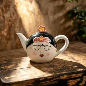 Tazza da Caffè in Ceramica Stile <span class=keywords><strong>Frida</strong></span> <span class=keywords><strong>Kahlo</strong></span> con Fascia Floreale e Manico Verde, Tazza Artistica Originale per Casa, Ufficio, Regalo - Product Image 3