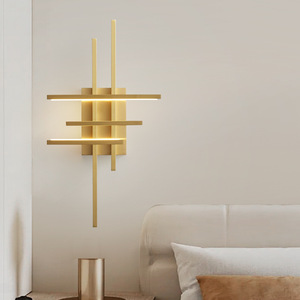 Lámpara de Pared de Cobre Estilo Italiano, Diseño Moderno de Alta Gama, Geométrica Minimalista para Sala de Estar, Entrada, Dormitorio Principal - Product Image 2