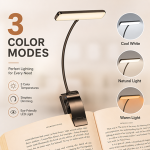 Lampe <span class=keywords><strong>de</strong></span> lecture LED rechargeable à clip flexible <span class=keywords><strong>pour</strong></span> le cou, avec 3 modes <span class=keywords><strong>de</strong></span> couleur, CRI 90 élevé, idéale <span class=keywords><strong>pour</strong></span> la chambre, les voyages et la lecture nocturne - Product Image 3