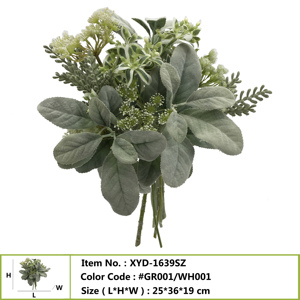Ramo de Flores Artificiales de Bambú Acuático de 15 Pulgadas con 9 Hojas Blancas, 1 Hoja de Limón, 3 Frutos Peludos y 3-4 Ramas - Product Image 6