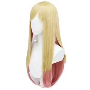 MARIN Kitagawa Bleach Blonde Ombre Hồng cosplay Tóc Giả Anime trang phục dài Fluffy tóc vàng tóc giả với bangs của tôi Dress-up em yêu