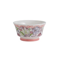 Service de table en céramique haut de gamme, motif végétal rétro, gaufré, compatible micro-ondes, avec bol, assiette, tasse et cuillère
