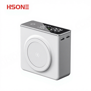 HSONE Batterie externe ultra-mince magnétique 2-en-1 20000mAh, charge rapide 15W, charge sans fil, alliage d'aluminium, affichage LED, cobalt pur - Product Image 1