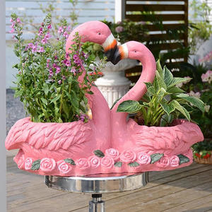 Ornement moderne flamant rose et pot de fleurs en résine créative pour décoration de jardin, de rebord de <span class=keywords><strong>fenêtre</strong></span>, de cour et de patio - Product Image 2