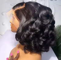 Perruques frontales en dentelle suisse HD 13*4 4*4 en cheveux humains brésiliens bruts, bouclés style Pixie, pour femmes noires, vente en gros, perruques en cheveux humains bouclés et volumineux