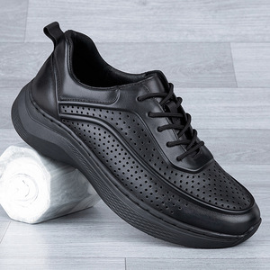 Sandales d'été pour hommes en cuir véritable, respirantes, légères, à semelle épaisse, en cuir de vachette, chaussures décontractées de sport - Product Image 1