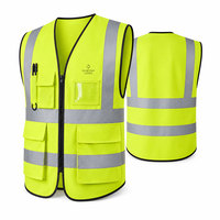 Gilet de sécurité réfléchissant jaune haute visibilité avec plusieurs poches, fermeture éclair, fenêtre d'identification, pour ingénieurs, circulation, sécurité, vêtements de travail tactiques