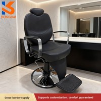 Fauteuil de Barbier Métallique Transfrontalier avec Relevage Hydraulique et Pivotant pour Salon de Coiffure - Vente Directe Usine