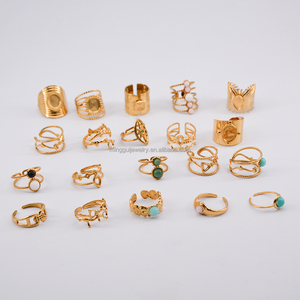 OEM &amp; ODM Custom Stainless Steel <strong>Ring</strong> Factory Wholesale Adjustable Opening <strong>Resizable</strong> with Natural Stone for Wedding Party Gift - Product Image 1