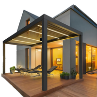 Persienne d'ouverture Auvent de toit rétractable Patio Imperméable Gris Gazebo Persienne Pergola Mobile 175 Type Aluminium PVC Poudre Enduit