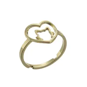Fashion Nice Women stainless steel Jewellery Gold Plated Naughty Heart Cat Finger Ring